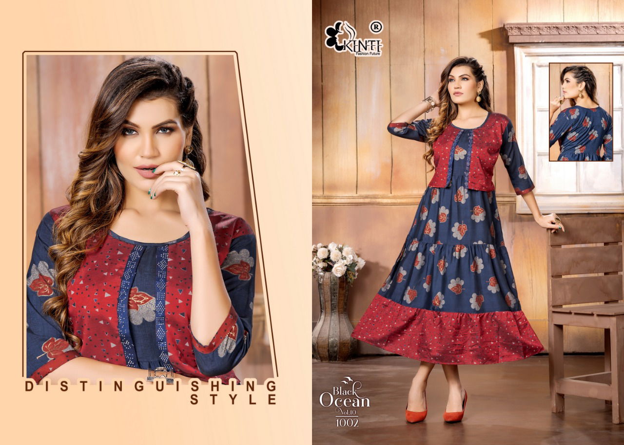 Black Ocean Vol 10 By Kinti Long Designer Kurtis Catalog